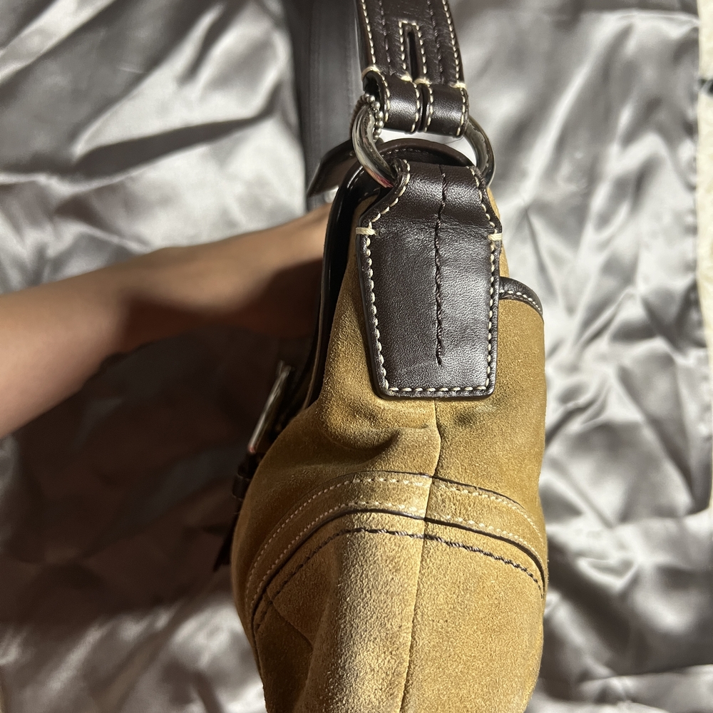 Coach Soho Tan and Brown Suede Shoulder Bag - Picture 6 of 11